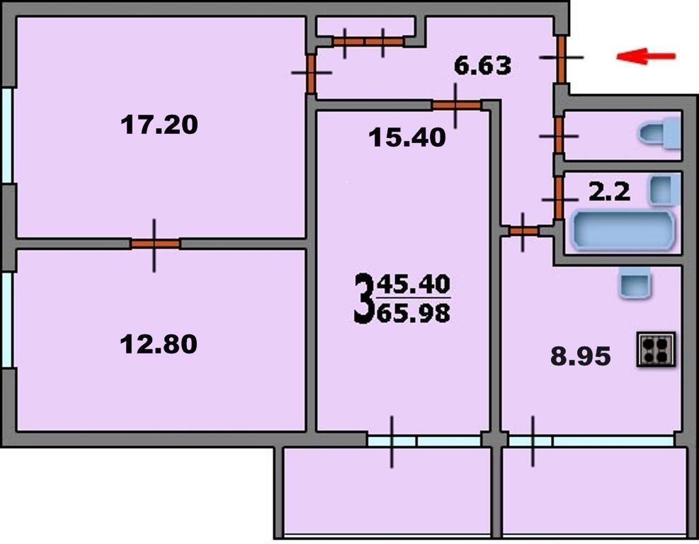 Продам 3-х ком.кв. 66м, 7/12к; м.первомайсая (4 мин.пешком),.